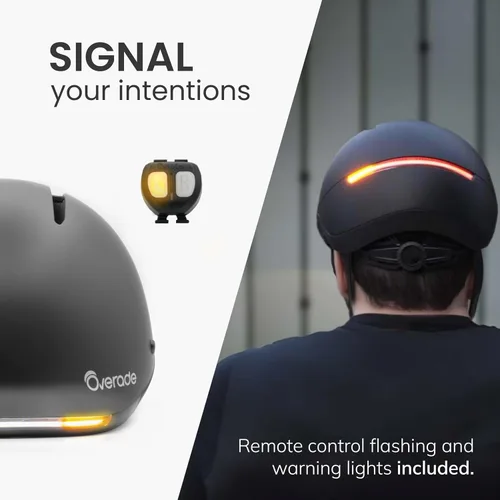 Vista 4 de Overade Casco salvavidas para bicicletas y e-scooters, con potente iluminación delantera/trasera, función intermitente, talla única