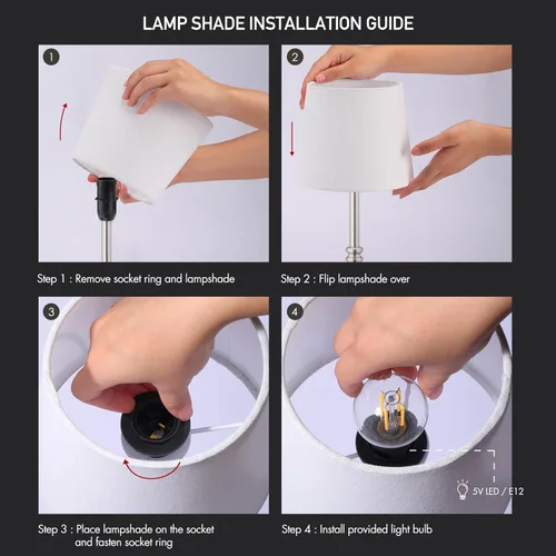 Vista 7 de O'Bright Seraph - Lámpara de mesa LED inalámbrica con atenuador, batería recargable integrada, brillo de 3 niveles, lámpara de mesa para patio