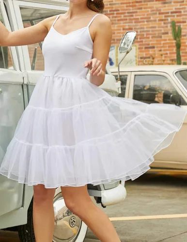 Vista 4 de GRACE KARIN Vestido interior para mujer, tirantes delgados, deslizamiento, completo, vintage de los años 50, crinolina, tutú y falda inferior XXL