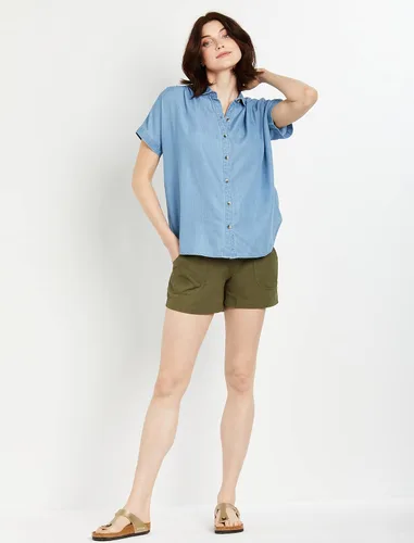 Vista 2 de Motherhood Maternity Pantalón corto de popelina Secret Fit para mujer