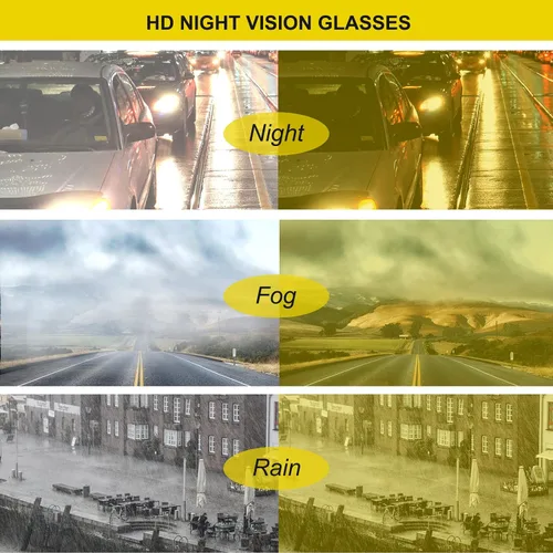 Vista 6 de Wzerry Gafas de visión nocturna para mujeres y hombres, lentes polarizados para conducción nocturna, antirreflejos, lentes amarillas HD que mejoran