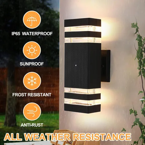 Vista 3 de Iluminación al Aire Libre de Anochecer al Amanecer, Lámpara de Pared para Porche, Lámparas de Pared al Aire Libre para Patio, Impermeable, Lámpara