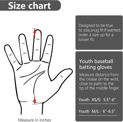 Vista 3 de Guantes de bateo de béisbol y sóftbol para niños con ajuste de super agarre
