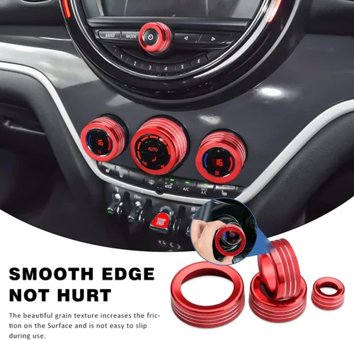 Vista 2 de Auovo Cubiertas de perilla de volumen para MINI Cooper - Compatible con anillos de interruptor de aire acondicionado 2014-2022