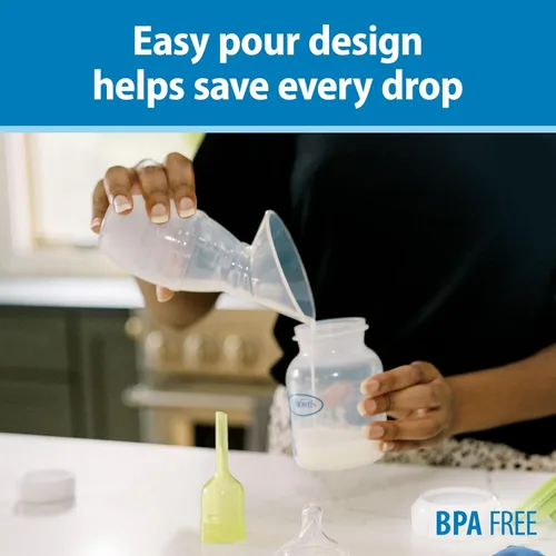 Vista 7 de Dr. Brown's Extractor de leche de una pieza de silicona 100% silicona, colector de leche materna manos libres con opciones anticólicos + biberón