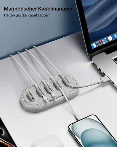 Vista 2 de Organizador de cables magnético, soporte de cable de escritorio con 6 clips magnéticos para cables, gestión de cables de carga para oficina en casa
