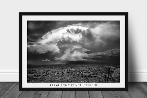 Vista 3 de Impresión fotográfica de tormenta (sin marco) Imagen en blanco y negro de Supercell Tormenta de tormenta sobre altas llanuras de Oklahoma Panhandle