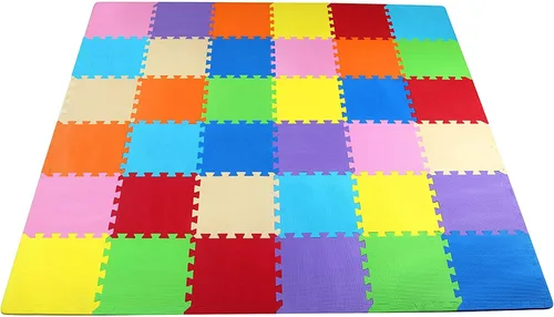 Vista 12 de BalanceFrom Foam Floor Tiles for Kids - Non-Toxic Comfortable Baby Play Mat and Interlocking Foam Tiles for Crawling & Development, Soft Play Mat