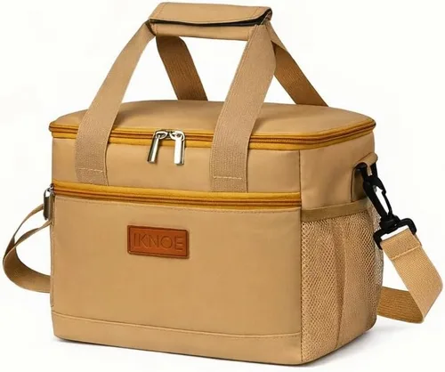 Vista 18 de iknoe Bolsa de almuerzo aislada, bolsa enfriadora plegable de 8.5 L para hombres y mujeres, diseño térmico a prueba de fugas, ideal para oficina