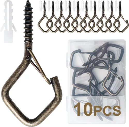 Vista 14 de CADONO 30 PCS Ganchos Colgantes de Copa con Tornillo con Hebilla de Seguridad, Ganchos de Tornillo a Prueba de Viento Perfectos para Colgar Luces