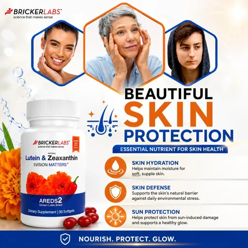 Vista 5 de Bricker Labs Suplemento ocular de luteína natural + zeaxantina – Apoya la salud de los ojos, el cerebro y la piel con carotenoides maculares