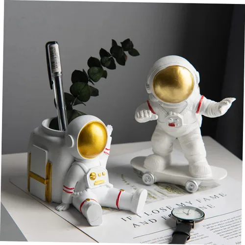 Vista 8 de Mini estatua adorable figura de astronauta para decoración del hogar como regalo para niño y niña, diseño para fiestas y oportunidades fotográficas