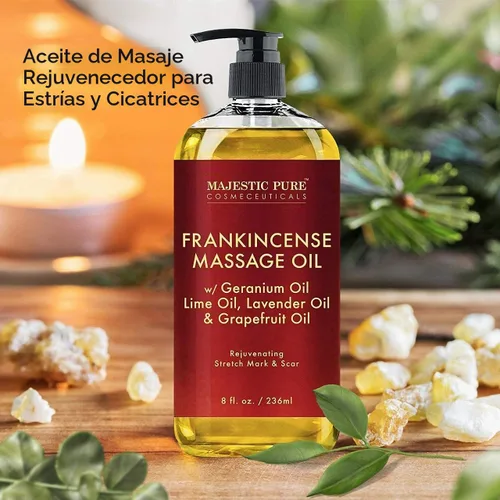 Vista 3 de Majestic Pure Aceite de masaje muscular para dolores musculares, aceite de masaje de lavanda y aceite de masaje de incienso, paquete de 8 onzas