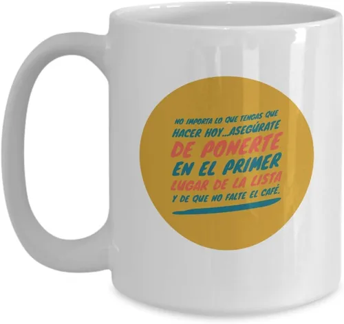 Vista 3 de Taza de Cafe Primer Vaso, taza de téa Mate Copa divertidas, tazas personalizadas, taza de café inspiradoras, taza con mensajes positivos., 11onza