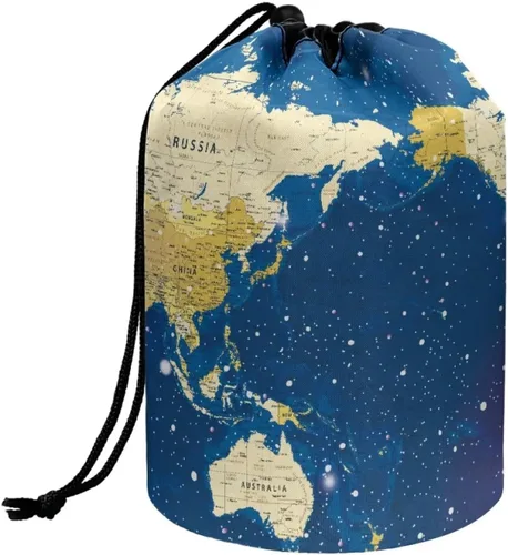 Vista 21 de Poceacles Bolsas de maquillaje con cordón para mujer, bolsa de cosméticos de viaje, multifuncional, bolsa de almacenamiento, Margarita azul