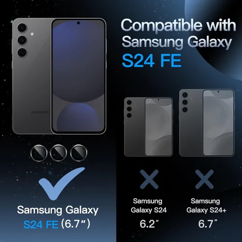 Vista 2 de JETech Protector de lente de cámara para Samsung Galaxy S24 FE, cubierta de anillo individual de metal de vidrio templado 9H, transparente HD, 1