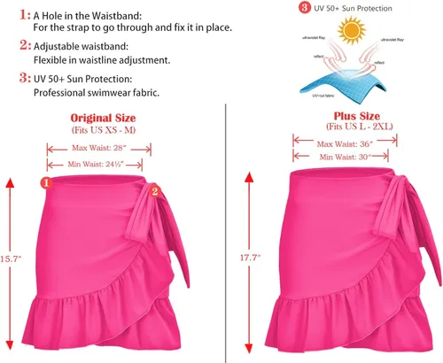 Vista 6 de ChinFun Women's Ruffle Sarongs Beach Wrap Swimwear Bikini Tankini Cover Up Summer Swim Pleated Skirts Swimdress