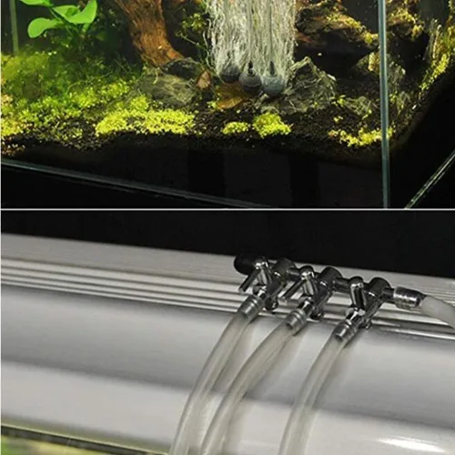 Vista 3 de Grifos del colector de la válvula de control de la bomba de aire de 8 vías del tanque de peces del acuario tono plateado