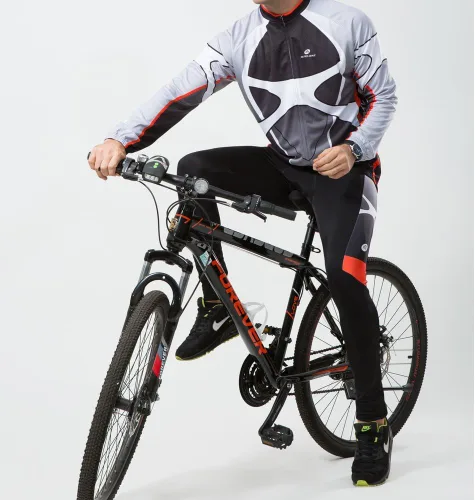 Vista 8 de ZEROBIKE Hombre al aire libre transpirable deportes manga larga ciclismo Jersey y 3D acolchado tirantes medias babero pantalones conjunto