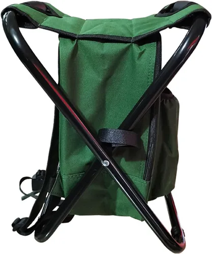 Vista 5 de Folding Backpack Stool, Heavy Duty Cloth with Cooler Bag, Lightweight Portable - X - Bracket, Convenient Side Pocket, Ideal for Camping and Fishing
