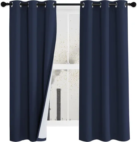 Vista 30 de NICETOWN Cortinas de Lino Sintético Angora con Barrera de Sonido que Aísla el Polvo, 100% Opacas, de 84 Pulgadas de Largo, 1 Panel, Cortinas