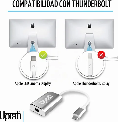 Vista 3 de uptab Adaptador USB-C a Mini DisplayPort 4K 60Hz, puerto de alimentación