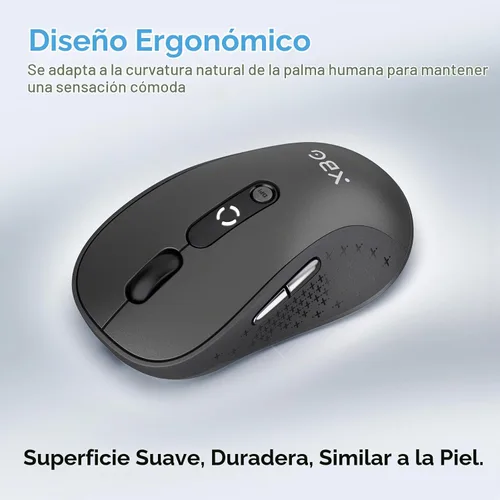 Vista 7 de XBG B15 Ratón inalámbrico Tri-Mode, Bluetooth 5.0/4.0 y 2.4G, 5 niveles ajustables de DPI, recargable por Type-C con indicador de batería de 3