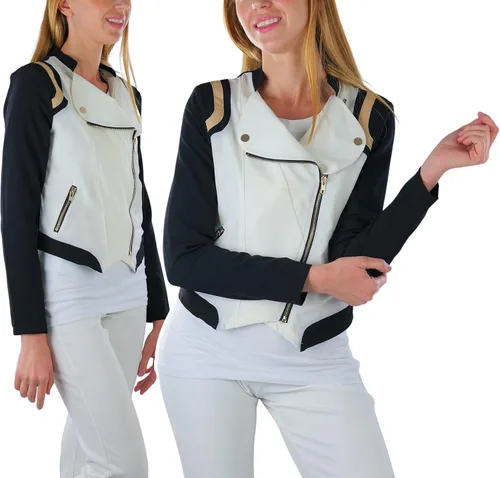Vista 104 de ToBeInStyle Blazers de manga larga con cremallera y botones para mujer