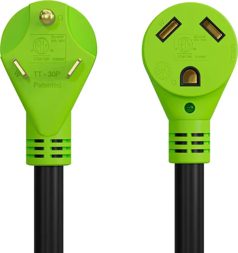Vista 7 de Cable de extensión de alimentación RV de 10 pies con indicador de alimentación LED, enchufe estándar de 30 amperios macho a hembra