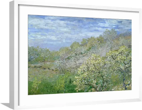 Vista 16 de ART.COM Claude Monet - Póster enmarcado para pared, diseño de árboles en flor, decoración escénica, 18 x 12 pulgadas, marco negro con paspartú blanco