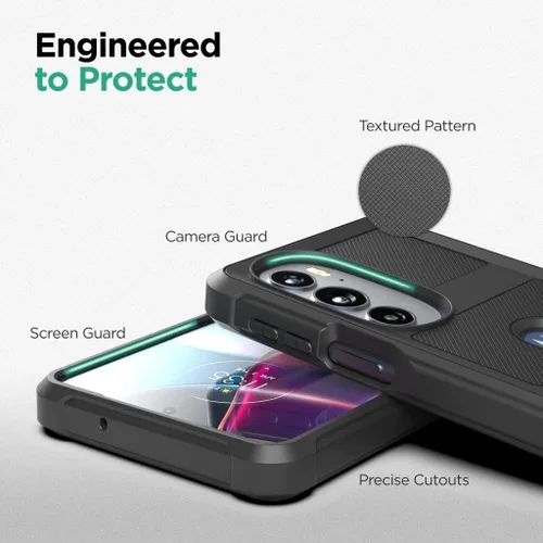 Vista 6 de ENCASED Funda protectora para Motorola Edge Plus 2022 [Falcon Armor] Funda de teléfono resistente, color negro