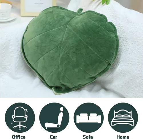 Vista 3 de Yookeer 2 piezas de almohadas en forma de hoja 3D con hojas de planta decorativas para sofá, sala de estar, dormitorio, sofá, decoración del hogar
