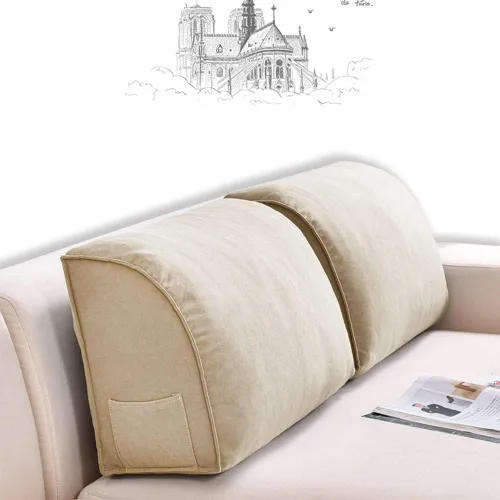Vista 4 de Almohada triangular para sofá cama, almohada triangular cómoda para cabecera y respaldo de lectura, cojín de soporte lumbar para cuello y espalda