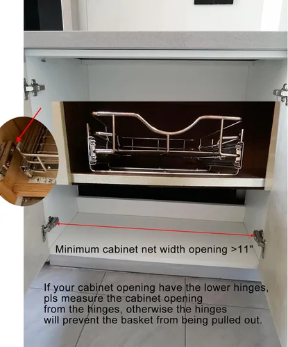 Vista 3 de DINDON Organizador de gabinete extraíble (11 pulgadas de ancho x 18 pulgadas de profundidad), cajones extraíbles para armarios de cocina, estantes