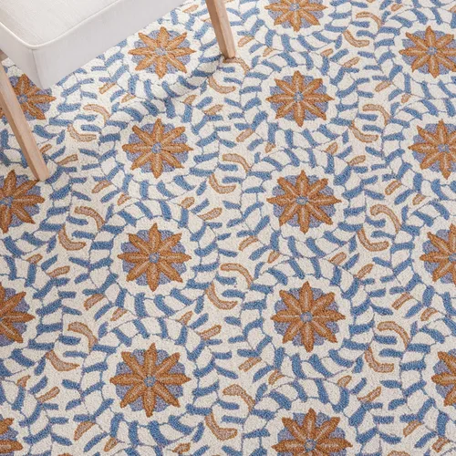 Vista 6 de SAFAVIEH Chelsea Collection - Alfombra decorativa de 1 pies 8 pulgadas x 2 pies 6 pulgadas, marfil y azul, lana de campo francesa enganchada a mano