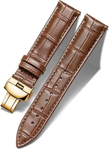 Vista 8 de BINLUN Leather Watch Strap, Quick Release Genuine Leather Replacement Watch Band with Butterfly Deployment Buckle for Men and Women, 12mm-24mm Blanco