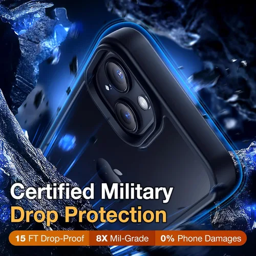 Vista 3 de Yriklso Funda para iPhone 15, a prueba de golpes para iPhone 15, protección contra caídas de grado militar, carcasa protectora rígida delgada