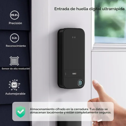 Vista 5 de ThorBolt X1 Cerradura de llave Apple Home, solo para iOS, cerradura de puerta inteligente sin llave HomeKit con huella digital, cerradura de cerrojo