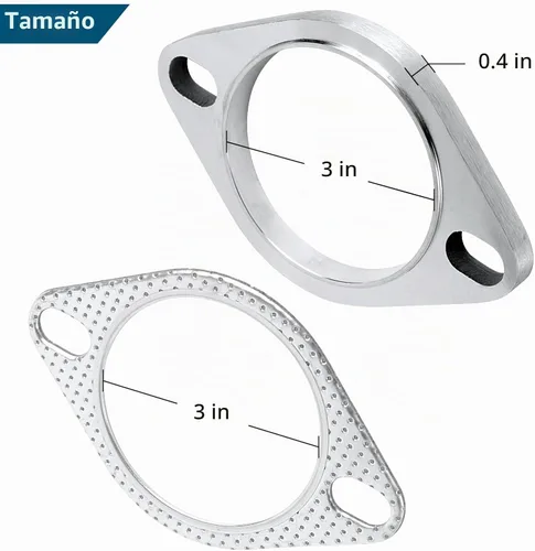 Vista 3 de Kit de conexión de brida de escape de PALOZO en acero inoxidable, 2 pernos de 3 pulgadas/76 mm de brida de escape y junta con pernos y tuercas