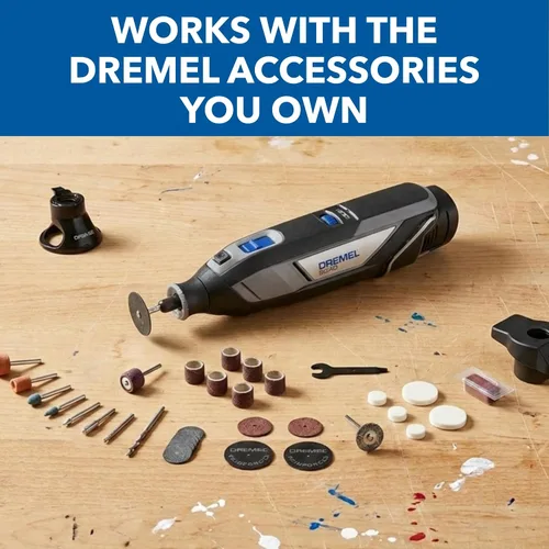 Vista 8 de Kit de herramienta rotatoria inalámbrica de 12V Dremel 8240-5 con velocidad variable y empuñadura cómoda - Incluye paquete de batería de 2AH