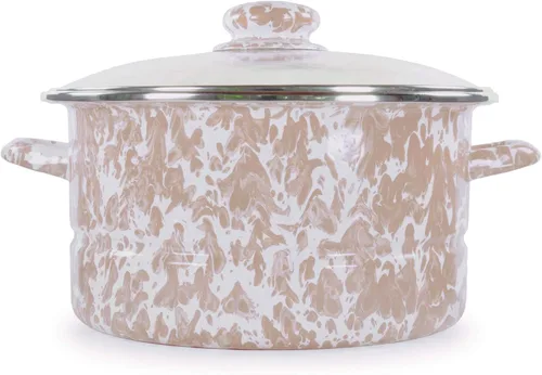 Vista 6 de Golden Rabbit Esmalte - Patrón de remolino negro - Olla de 6 cuartos de galón 6 quart