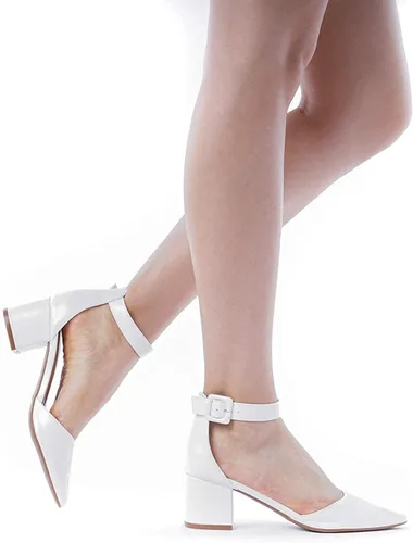 Vista 6 de DREAM PAIRS Annee - Zapatos de tacón bajo y grueso con puntera puntiaguda