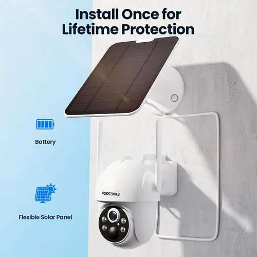 Vista 2 de Cámaras 2K para Seguridad del Hogar - Cámaras de Seguridad Solares Inalámbricas para Exteriores con Vista Pan/Inclinación de 360°, Cámara