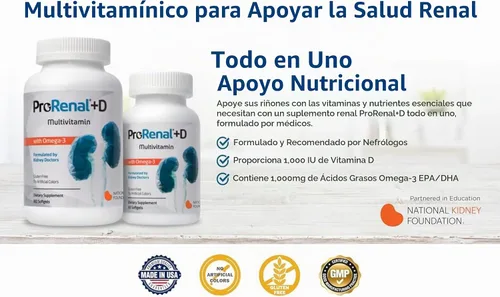 Vista 4 de ProRenal+D con Omega-3 Aceite de Pescado Multivitamínico Riñón 60 cápsulas blandas, 30 días