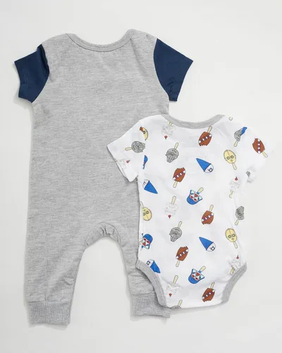 Vista 6 de STAR WARS Newborn Baby Boys Infants Snap Suit Rompers 2 Pack