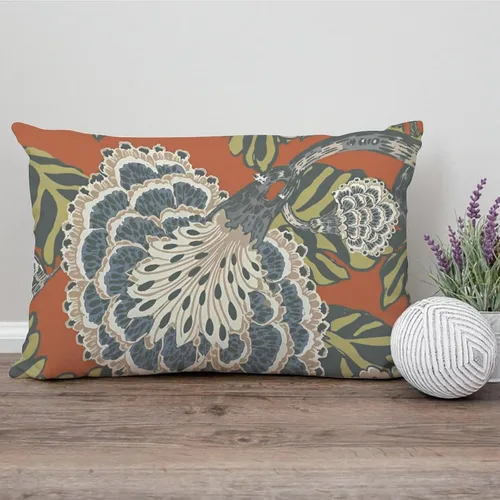 Vista 162 de ArogGeld Funda de cojín con flores verdes y blancas con flores grises y negras y hojas verdes en estilo chinoiserie, funda de almohada cuadrada