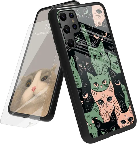 Vista 48 de Funda para Samsung Galaxy A12 5G con protector de pantalla, parte trasera de vidrio templado + TPU de silicona suave que absorbe los golpes