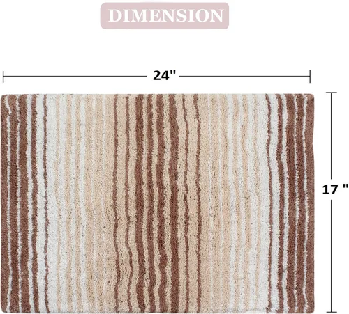 Vista 2 de Home Weavers Gradation Collection - Alfombra de baño 100% algodón, suave y absorbente, antideslizante, lavable a máquina, rectangular, 17 x 24 Beige