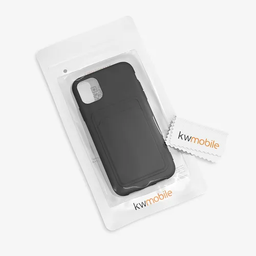 Vista 7 de kwmobile Funda compatible con Apple iPhone 11 - Funda de TPU con tarjetero de crédito, color negro