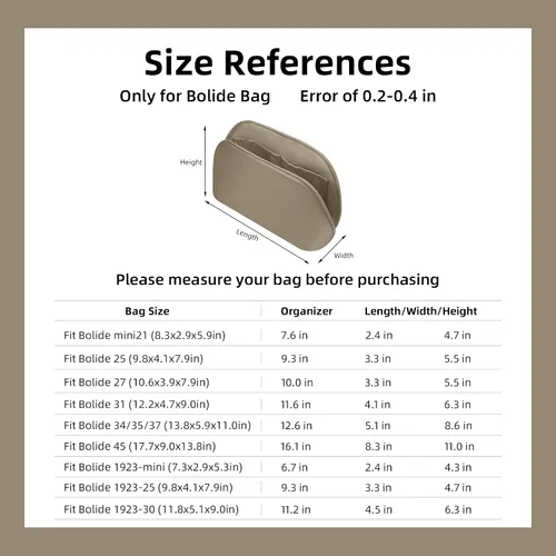Vista 7 de DGAZ Organizador de bolso de seda para Bolide 1923mini25273135, organizador de bolsas suave y sedoso, bolso de lujo y moldeador de bolsas